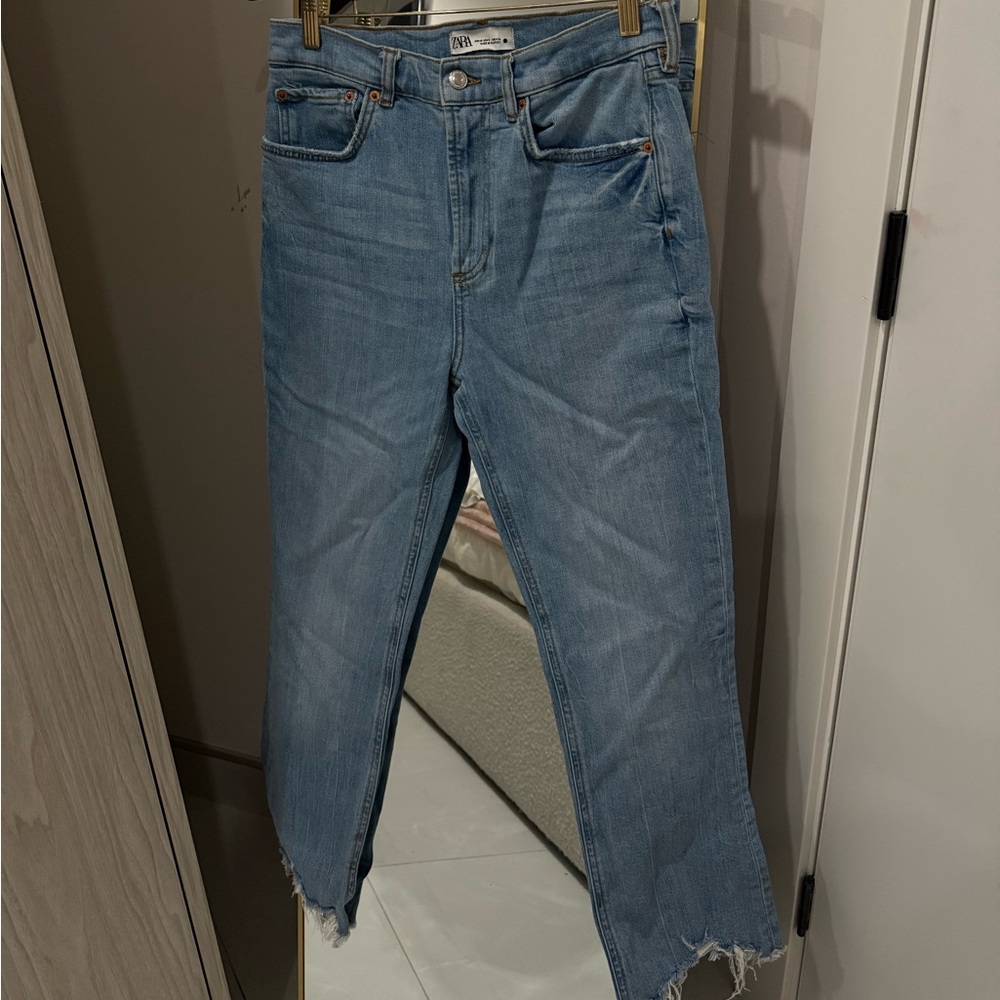 Zara Light Blue Straight Leg Jeans